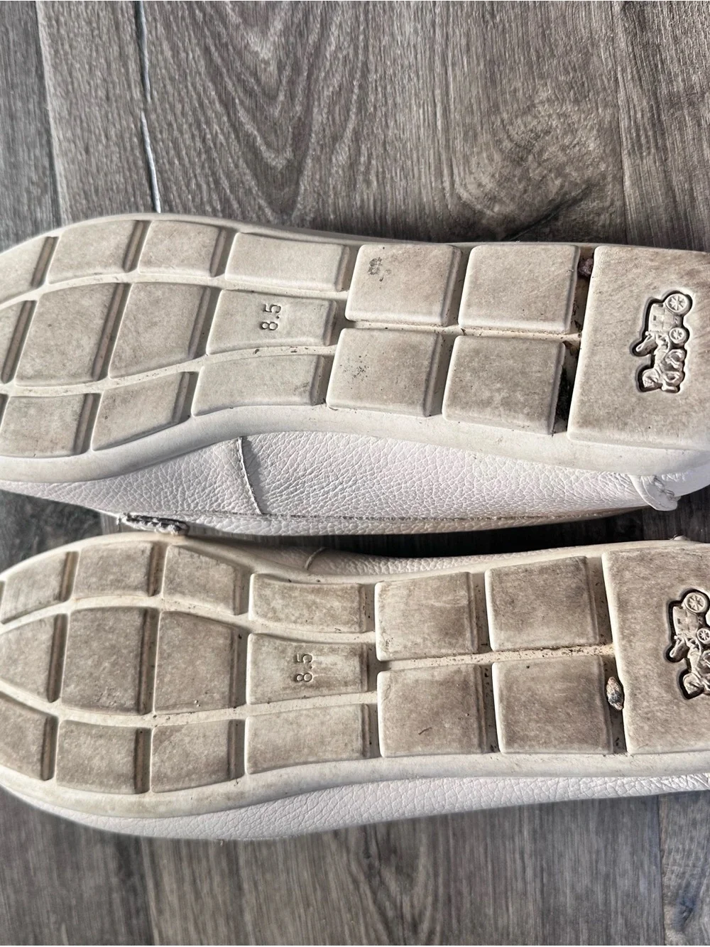 Coach White Pebbled Leather Penny Loafers with Gold Accent - Picture 7 of 7